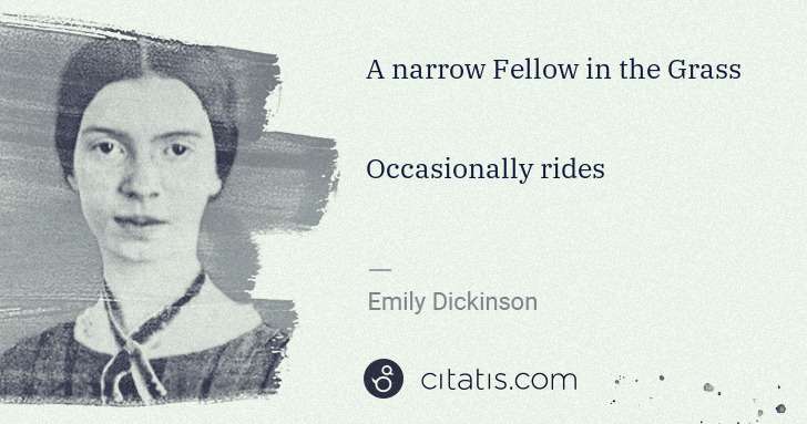 Emily Dickinson: A narrow Fellow in the Grass
Occasionally rides | Citatis