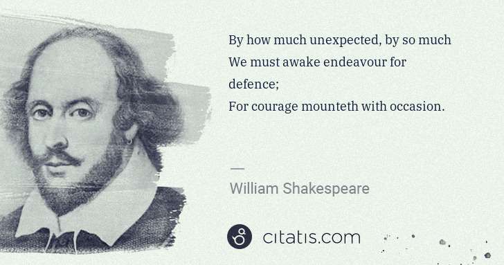 William Shakespeare: By how much unexpected, by so much
We must awake ... | Citatis