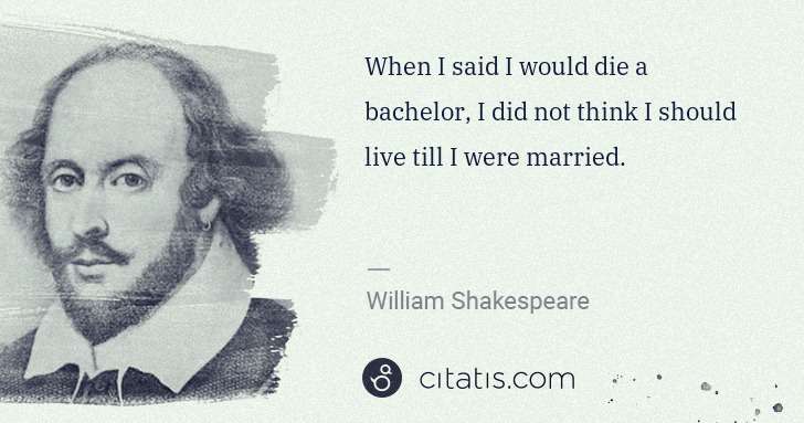 William Shakespeare: When I said I would die a bachelor, I did not think I ... | Citatis