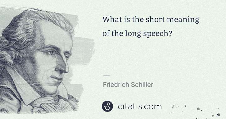 Friedrich Schiller: What is the short meaning of the long speech? | Citatis