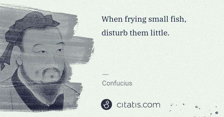 Confucius: When frying small fish, disturb them little. | Citatis