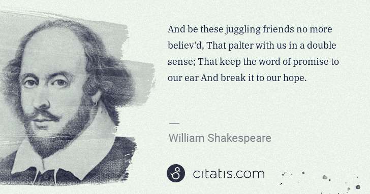 William Shakespeare: And be these juggling friends no more believ'd, That ... | Citatis