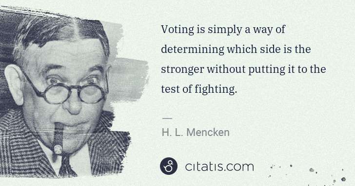 H. L. Mencken: Voting is simply a way of determining which side is the ... | Citatis