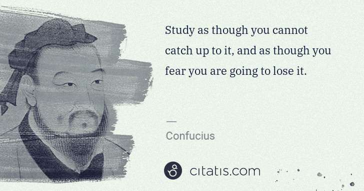 Confucius: Study as though you cannot catch up to it, and as though ... | Citatis