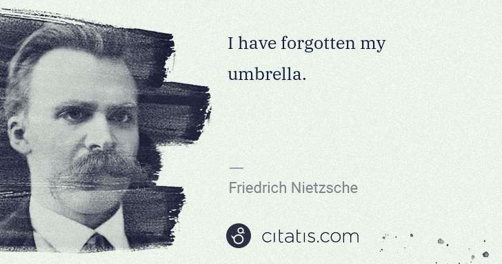 Friedrich Nietzsche: I have forgotten my umbrella. | Citatis