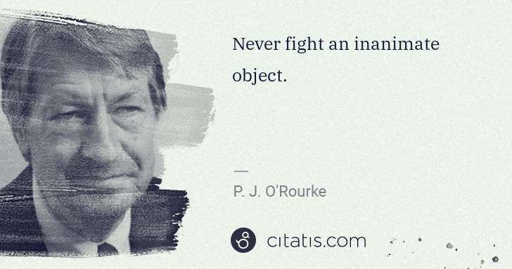 P. J. O'Rourke: Never fight an inanimate object. | Citatis