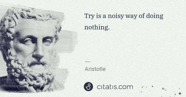 Aristotle: Try is a noisy way of doing nothing. | Citatis