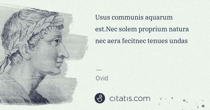 Ovid: Usus communis aquarum est.Nec solem proprium natura nec ... | Citatis