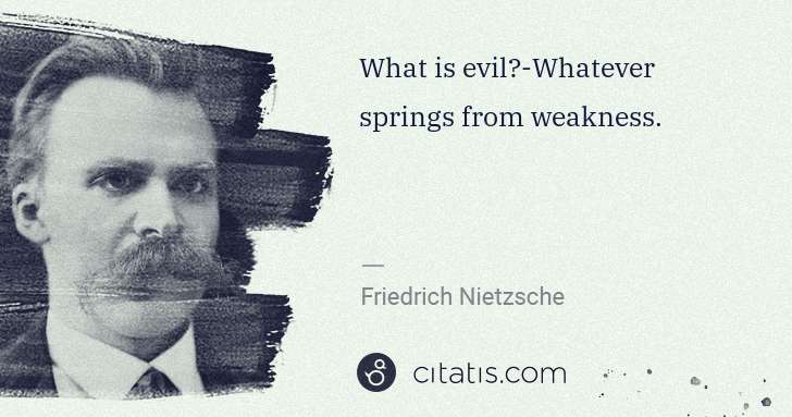 Friedrich Nietzsche: What is evil?-Whatever springs from weakness. | Citatis