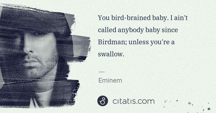 Eminem: You bird-brained baby. I ain't called anybody baby since ... | Citatis