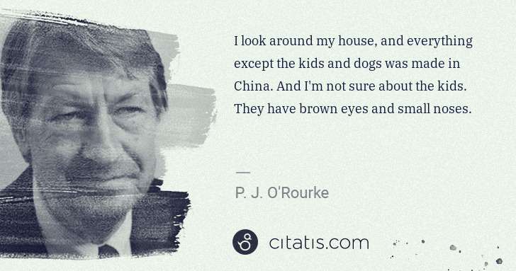 P. J. O'Rourke: I look around my house, and everything except the kids and ... | Citatis