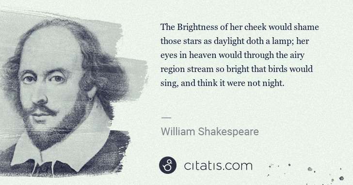 William Shakespeare: The Brightness of her cheek would shame those stars as ... | Citatis