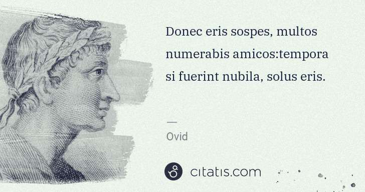 Ovid: Donec eris sospes, multos numerabis amicos:tempora si ... | Citatis