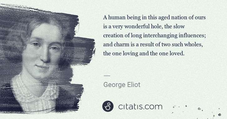 George Eliot: A human being in this aged nation of ours is a very ... | Citatis