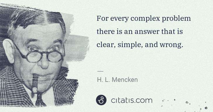 H. L. Mencken: For every complex problem there is an answer that is clear ... | Citatis