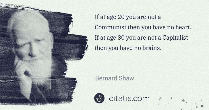 George Bernard Shaw: If at age 20 you are not a Communist then you have no ... | Citatis